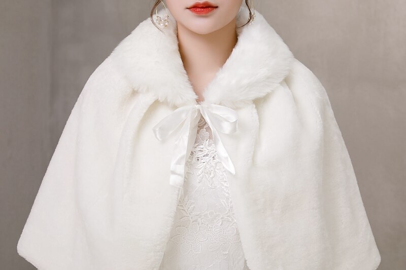 Ivory Formal Party Evening Jackets Wraps Faux Fur cloaks shrug Wedding Capes Winter Women Bolero Wrap Shawls In