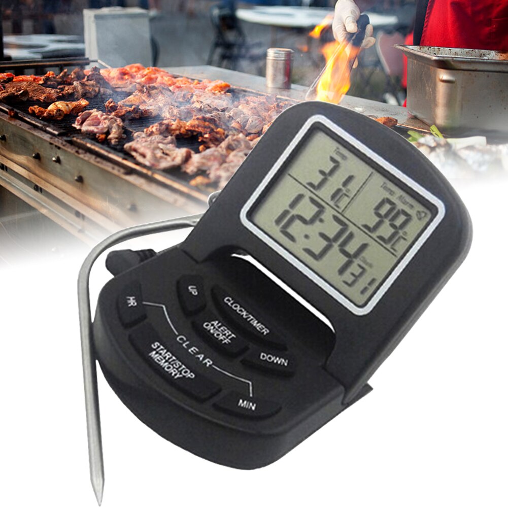 Cooking Tools Roasting Meat Thermometer Alert Timer Turkey Loud Alarm Portable Kitchen Household Electric With Probe LCD Digital