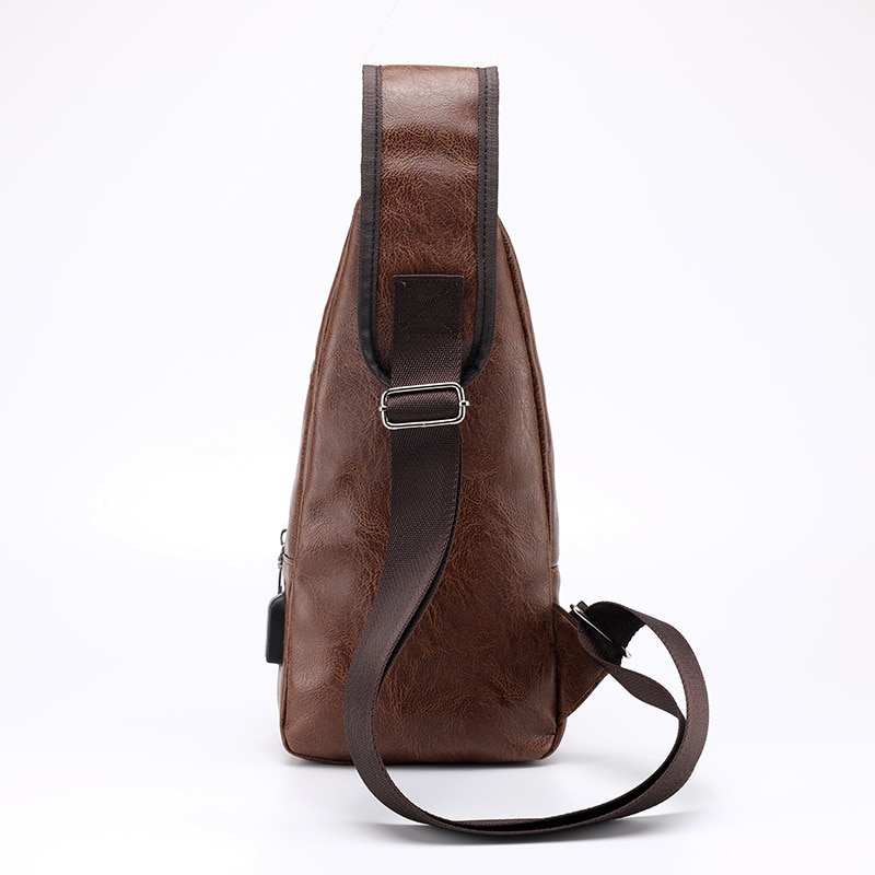 Sacs à bandoulière pour hommes sac de poitrine USB pour hommes sac de messager charge hommes sac de poitrine en cuir sac de messagers de voyage court scolaire