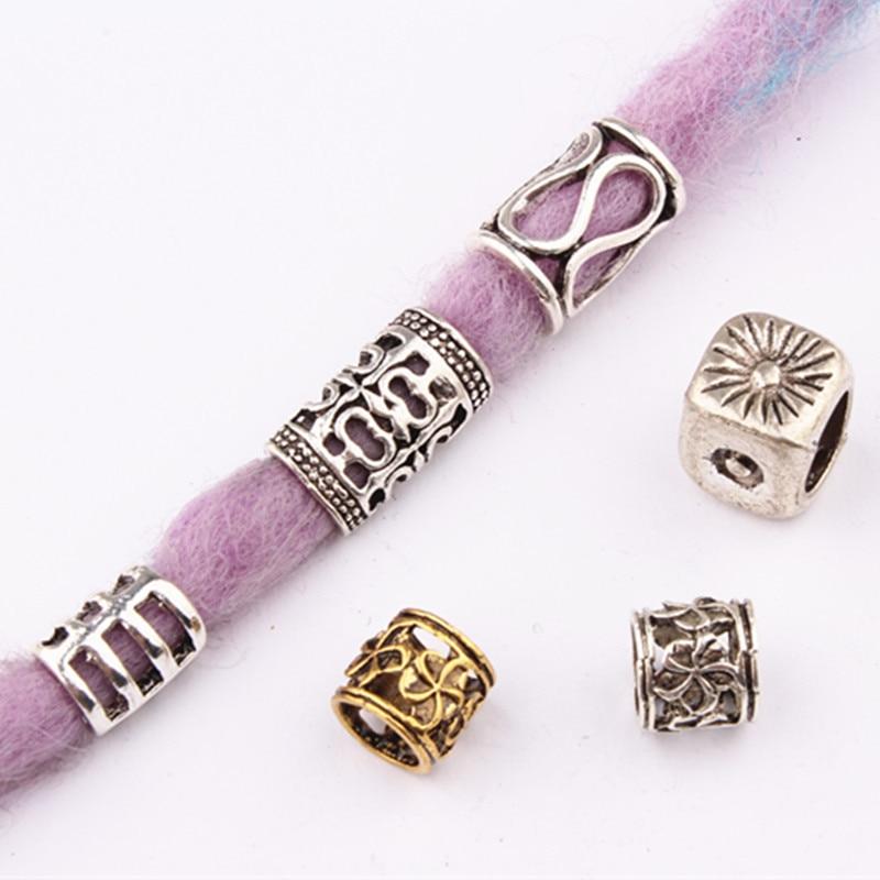 5Pcs Metal Hair Braider Rings Beads Cuffs Tubes Charms Hair Styling Tool Dreadlock Dread Hair Braids Decoration Accessories