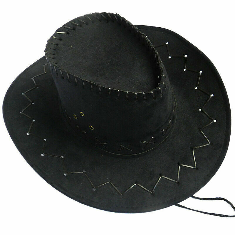 Womens Mens Hat Wild West Fancy Cowgirl Cowboy Hats Western Headwear Cap Black Brown Gray Orange Red Khaki: Black