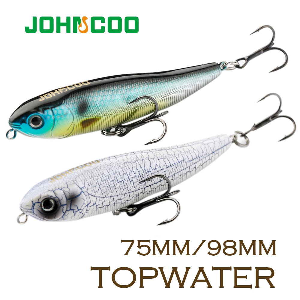 JOHNCOO Topwater ołówek 75mm 98mm przynęta wędkarska dla psa-X i pływająca przynęta dla gitara basowa szczupak chodzić placki wysokiej jakości twarda przynęta