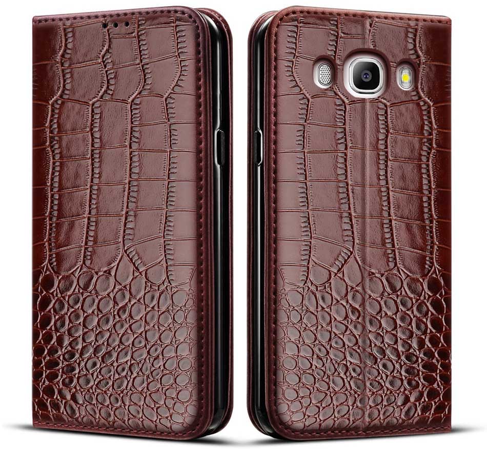 Telefoon Geval Voor Samsung Galaxy J5 J510F Siliconen Flip Leather Protector Cover Cases Voor Samsung J5 J510 Bumper: Style 1 Brown