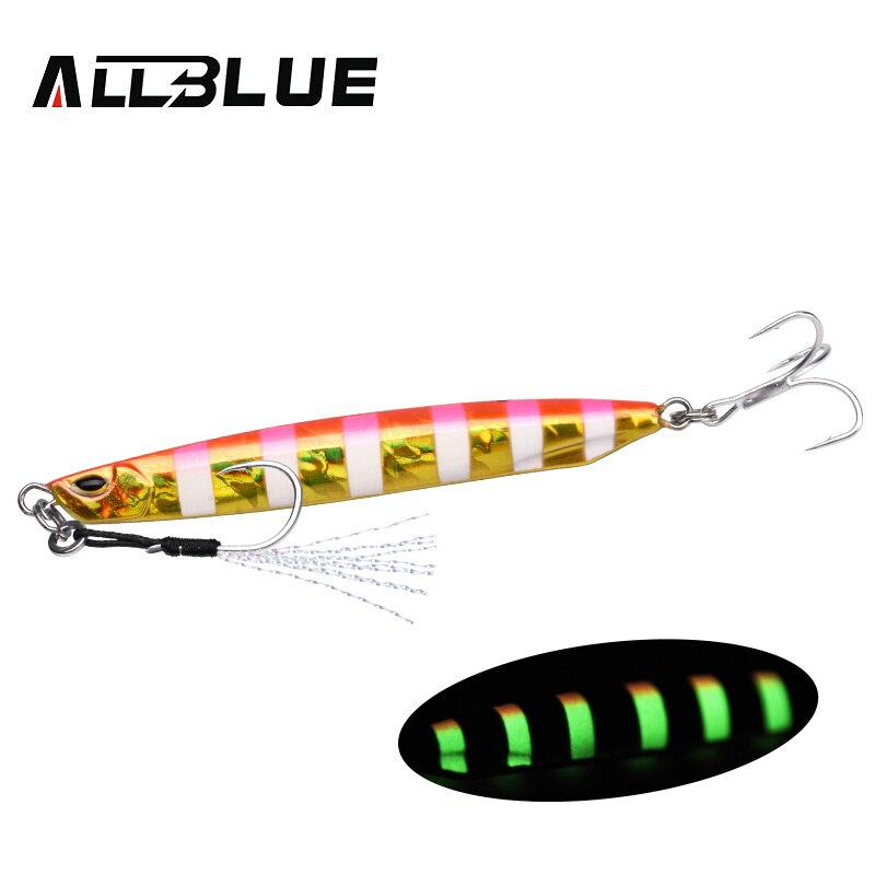 Allblue Drager Super Slanke Ssz Metalen Casting Jig 20G 30G Shore Slepen Cast Jigging Lepel Zink Vissen Lokken kunstmatige Aas Pakken: 60g / Color E