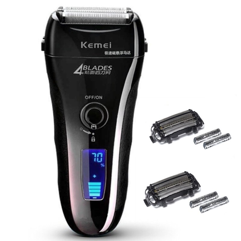 Kraftig elektrisk barbermaskin for menn 3d våt tørr elektrisk barberhøvel for menn oppladbar skjeggbarbermaskin: Legg til 2 knivsett