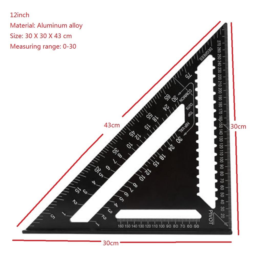 7/12inch Speed Square Metric Aluminum Alloy Triangle Ruler Squares for Measuring Tool Metric Angle Protractor Woodworking Tools: 12inch