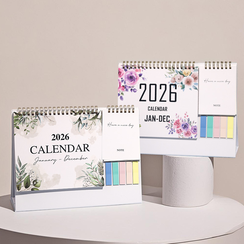 Staande bureaukalender 2026 Esthetische kunstkalender januari 2026- december 2026 Plannerkalender voor het organiseren en planning van een 1 stuks pen