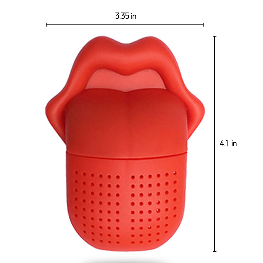 Infusor de té de silicona para la lengua y los labios grandes, colador Infusor de té, hojas, especias de hierbas, utensilios para filtro de cocina, Teaware: red