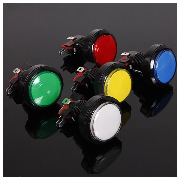 45mm verlichte led-lampen met 5 kleuren voor arcade-videogames, grote ronde drukknoplampen