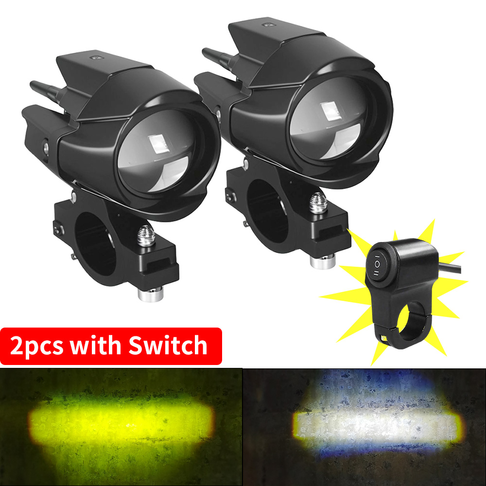 Moottoripyörän lisä-led-ajovalot, led-valot, 12-80v kaksiväristä valkoista/meripihkanväristä yleismallista lisäkaukovaloa, sumuvalot: Punainen