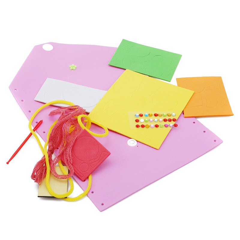 paquete de Material hecho a mano DIY para niños, billetera creativa para guardería, bolsa de costura, juguetes, rompecabezas educativo para bebés, juguetes intelectuales: pink