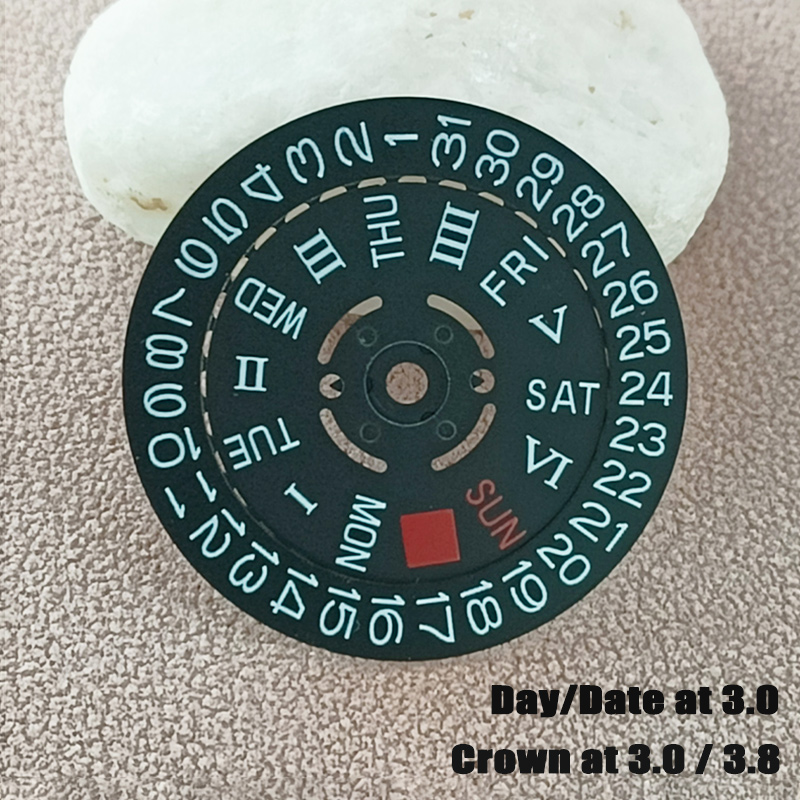 Black Roman NH35 NH36 Movement Wheel Dial Fits For NH35 NH36 Automatic Movement Crown at 3.0/3.8 oclock Date Week Wheel Dial
