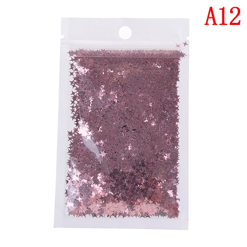 10 gr/paket Diy Kristall Schleim Liefert Ultra-dünne Scheiben Nägel Kunst Tipps Box Zubehör Dekoration Spielzeug Für Kinder Vier stern Glitter: 12