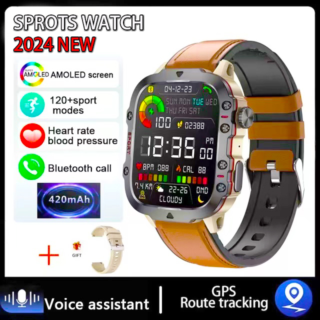 Montre intelligente de sport étanche pour homme, appel Bluetooth, voix AI, Android, Xiaomi, IOS, extérieur, écran 2024 ", 3AT, 2.01: green