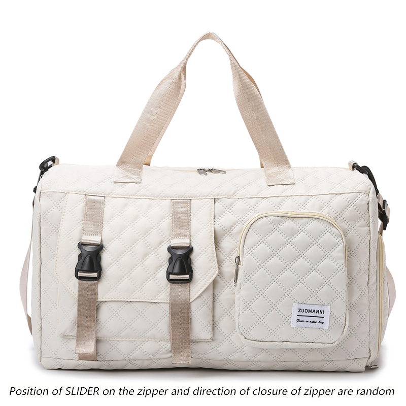 Duurzame nylon reistas, draagbare sporttas voor overnachtingstapjes Schoudertas voor trainingstas, ruime argyle: WHITE