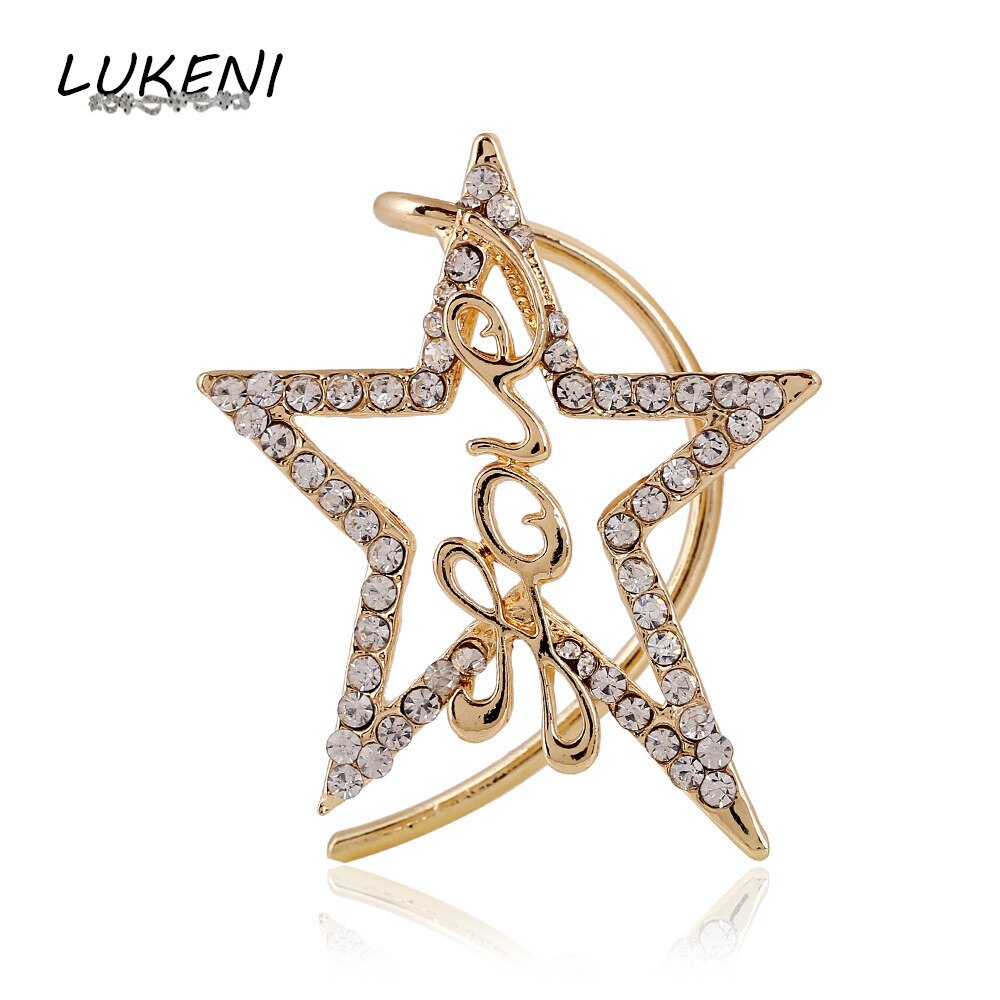 LUKENI 10pcs/lot Jewelry Rhinestone Earrings Punk Star Love Ear Cuff Earring Jackets no Pierced For Women EJ026