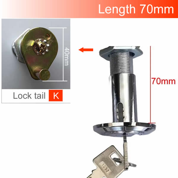 Extended type Safe deposit box Anti - theft cam lock cylinder 80mm 90mm Super encryption key very safe Class C anti-theft: Silver