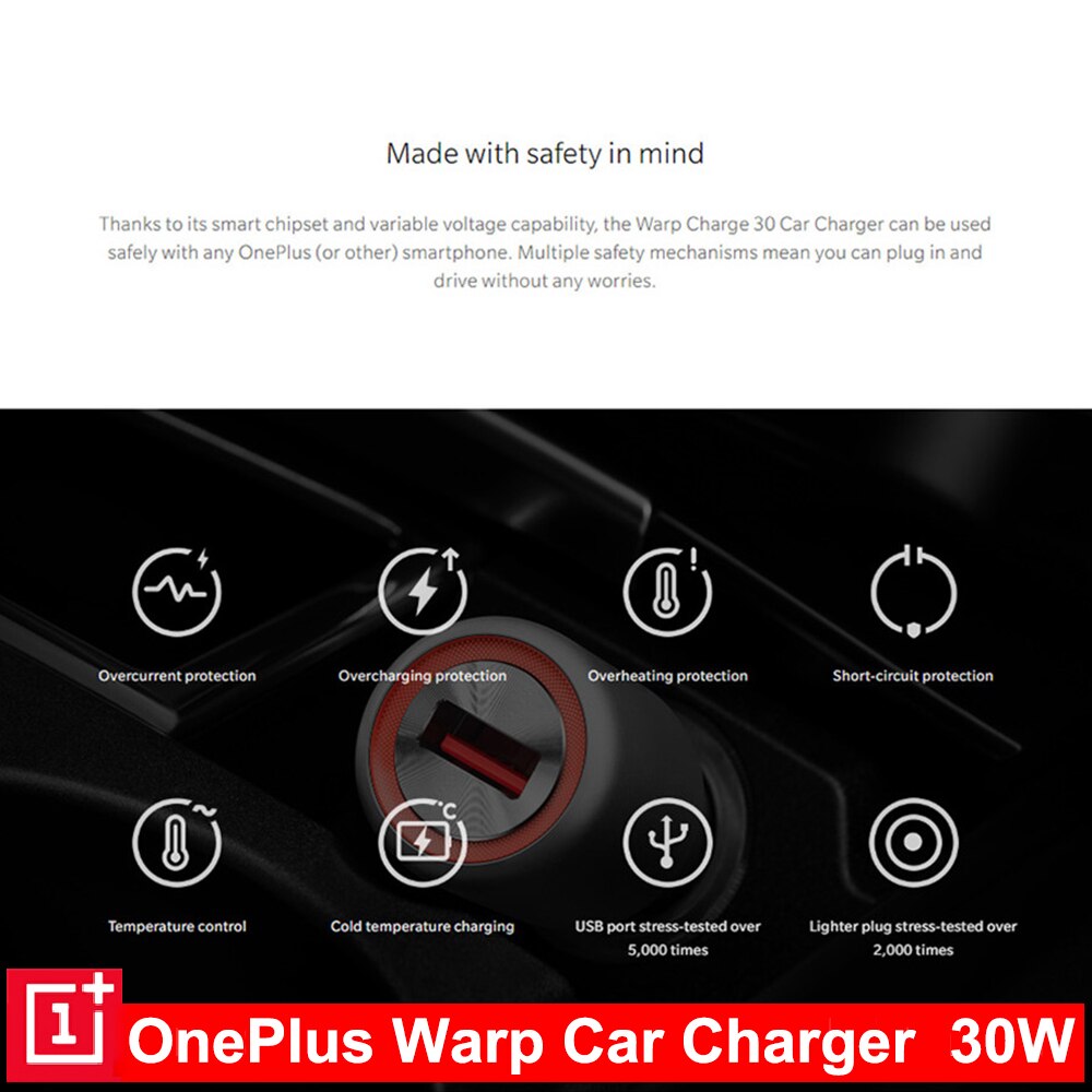 Original Oneplus 30W Warp Charge Car Charger Output 5V6A Max For Oneplus 7 Pro Normal QC For Oneplus 3/3T/5/5T/6/6T/7/Pro/8/8T..