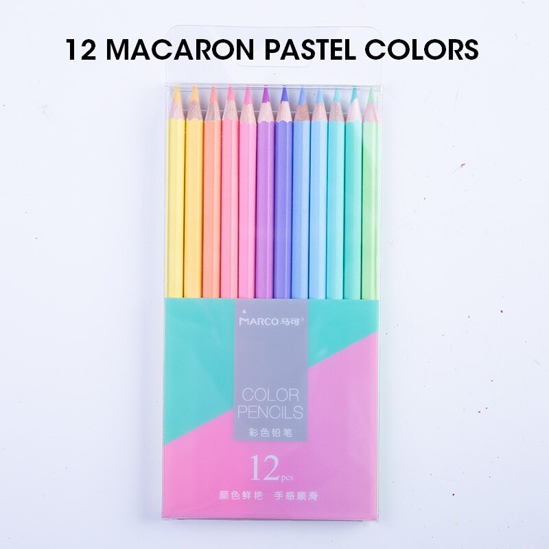 Marco 24/36/48/72 Colors Raffine Fine Artist Oil Color Pencil pack set Andstal for drawing Colour colored pencils 72 school: 12 Pastel Colors