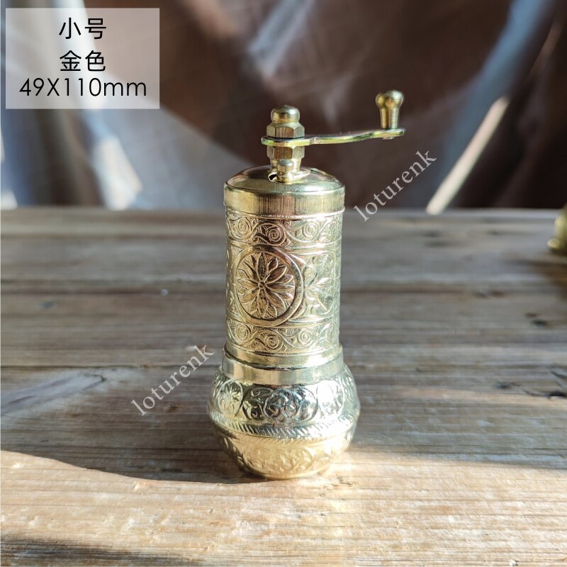 Turkey Imported Copper Grinder Household Manual Grinder Hand Coffee Beans Pepper Kitchen Spices Medicated Food Grinding: 4.9x11cm D