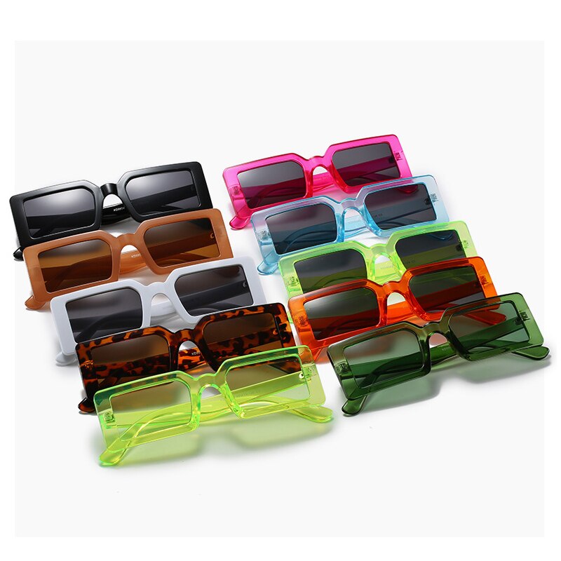 Brand Groene Rechthoek Zonnebril Vrouwen Vintage Rechthoekige Frame Mode Brede Zonnebril Vrouwelijke Zonnebril Voor Vrouwen