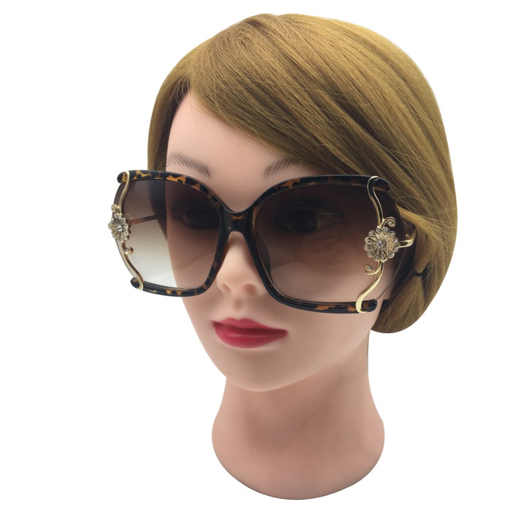 Luksus mærke solbriller til kvinder med fine blonder og rhinsten dekoration semi-rimless stel solbriller kvinder