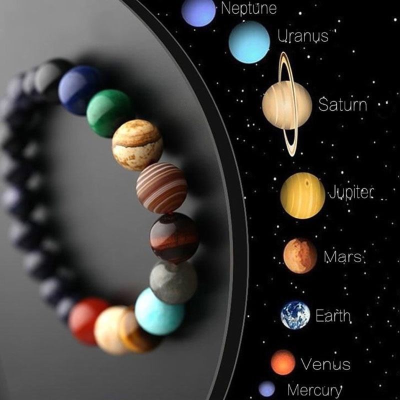Acht Planeten Bead Armband Mannen Natuursteen Universe Yoga Solar Chakra Armband Voor Vrouwen Mannen Sieraden