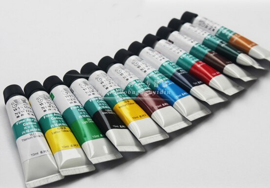 10ml 24 farver/sæt winsor & newton akrylmaling sæt håndmalet vægmaleri tekstilmaling kunstartikler