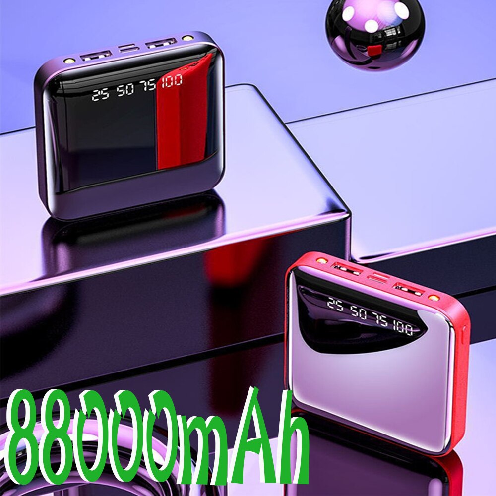 88000mAh Mini Power Bank Dual USB Output Portable Charger Mobile Power Charging Power Bank Outdoor Travel External Batter