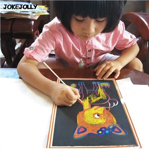 10 stuks Kleine en Grote Twee-in-een Magic Color Scratch Art Paper Coloring Kaarten Schrapen Tekening speelgoed voor Kinderen kids GYH