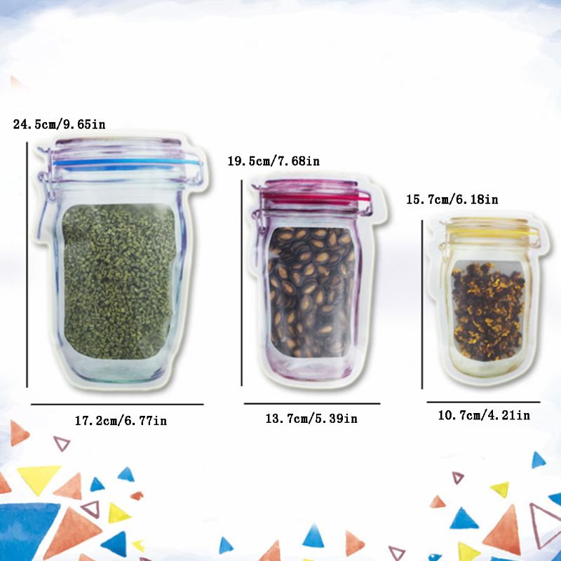 Reusable Mason Jar Bottle Bags Zipper Seal Lock Food Saver Storage Fresh Pouch