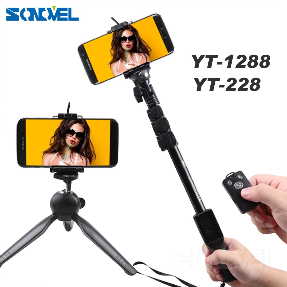 Camera Telefoon Bluetooth Uitschuifbare Selfie Stok Yunteng YT-1288 Telescopische Monopod YT-228 Mini Statief Voor Iphone 5 6 7 8