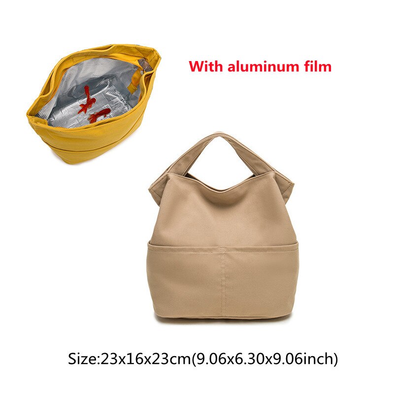 Draagbare Canvas Lunch Tas Vrouwen Outdoor Camping Wandelen Picknick Voedsel Koeler Pouch Reizen Eten Opslag Thermische Pakket Accessorie: C Khaki