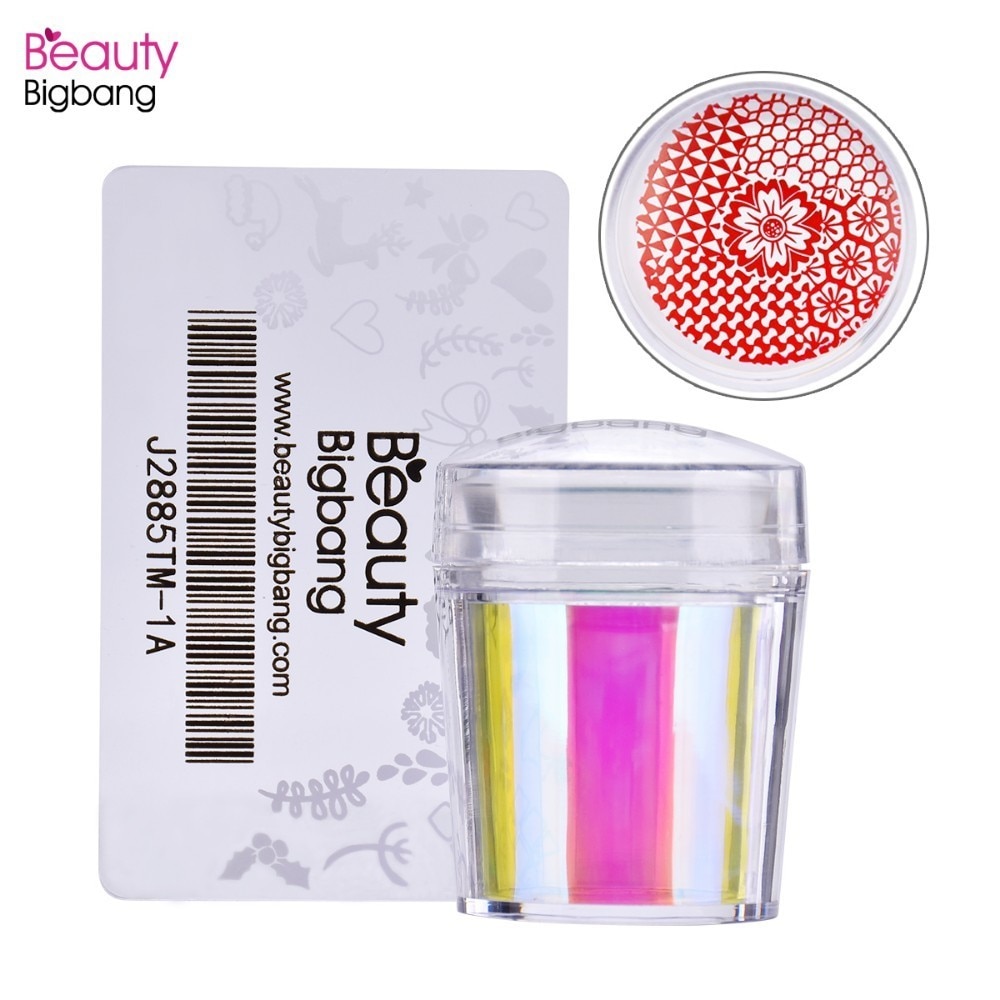 Beautybigbang Kleurrijke Plastic Stamper Schraper Set Voor Nagel Stempelen Plaat Holografische Clear Handvat Jelly Silicone Nail Art Tool