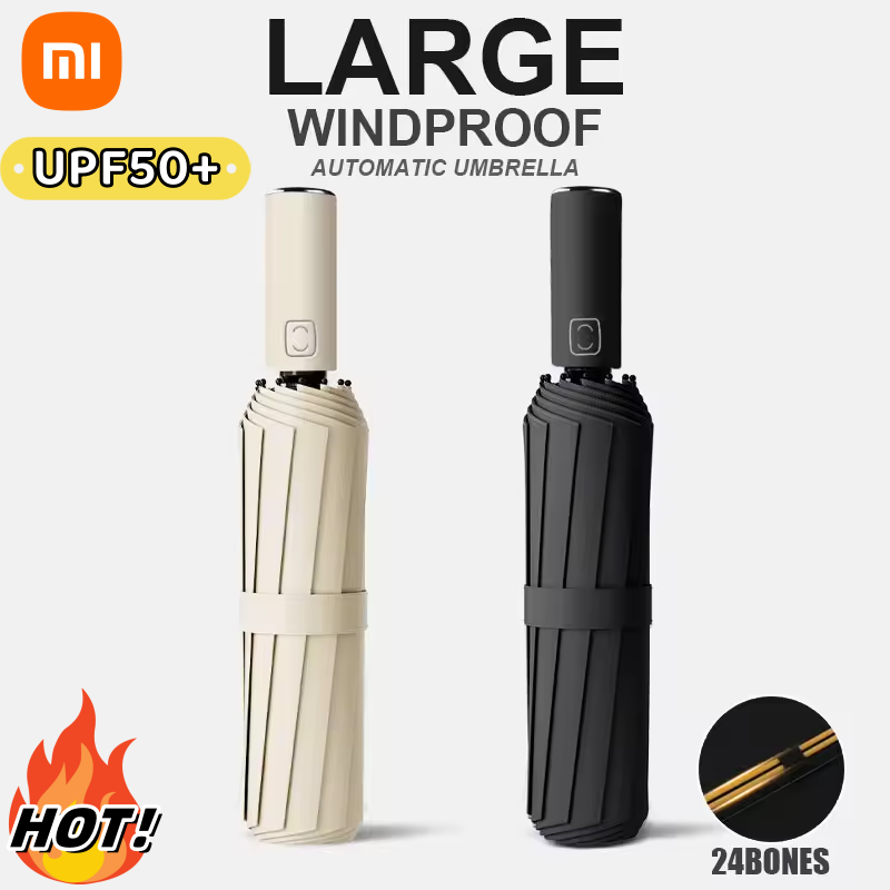 Xiaomi Mijia 24 Bone Solid Color Automatic Collapsible Umbrella Outdoor Large Format Sunshade UV Protection Automatic Umbrella