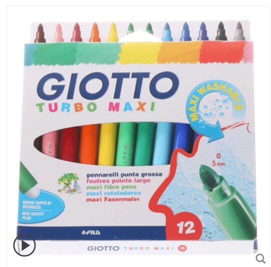 GIOTTO tête épaisse aquarelle stylo couleur peinture 12/24 couleur enfants stylo ensemble lavable sûr et non toxique art fournitures