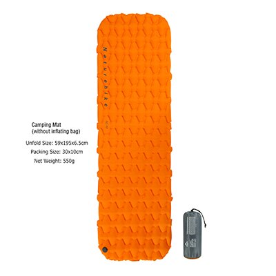 Matelas gonflables d'air de coussin de couchage de Camping de naturetrekking avec le coussin de couchage extérieur ultra-léger d'oreiller pour la randonnée Trekking: Orange Mat