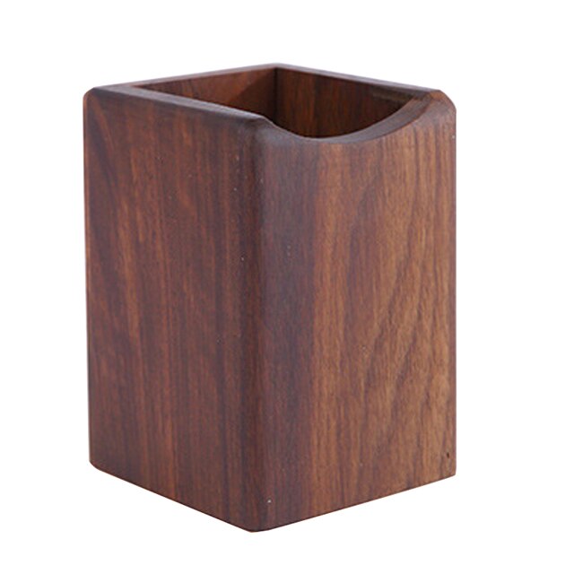 Nature Wooded Pen Holder Beech Walnut Wood Office School Desk Organizer Stationery Storage Container Box Desk Accessories: Walnut Wood