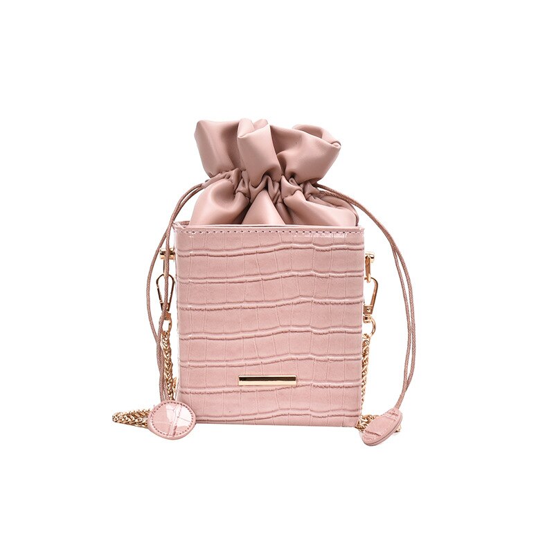 evening clutches and handbags crocodile pattern mini crossbody bag women with chain: PINK