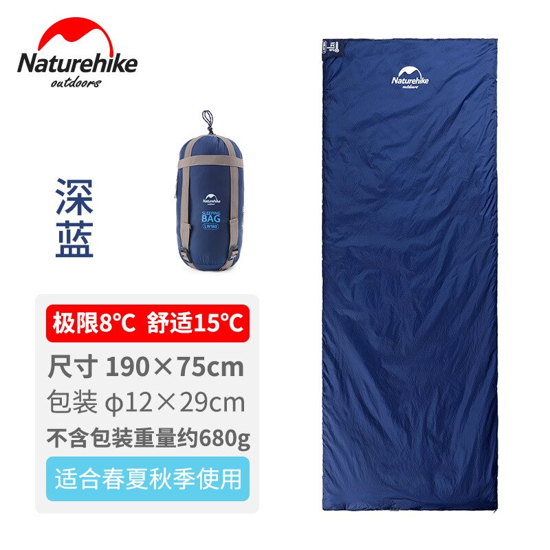 Naturehikecamping mini slaapzak envelop slaapzak ultralichte splicing outdoor fleabag 3 seizoenen reisslaapzak: Donkerblauw s
