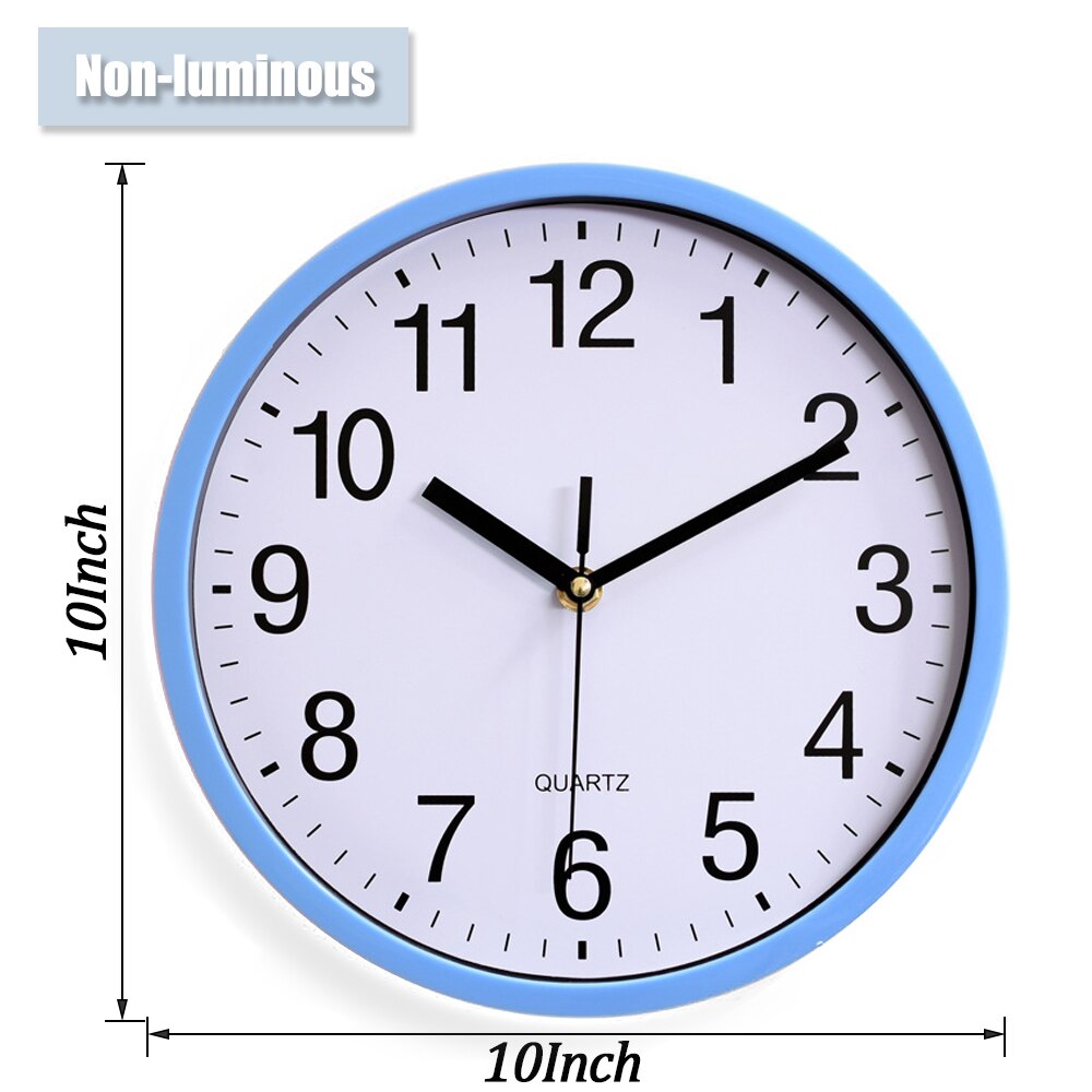 12&#39;&#39; Luminous Clock Round Digital Clock Silent Quartz Watch 10&#39;&#39; Wall Clocks Simple Hanging Wall Clocks Home Bedroom Decoration: Non-luminous Blue