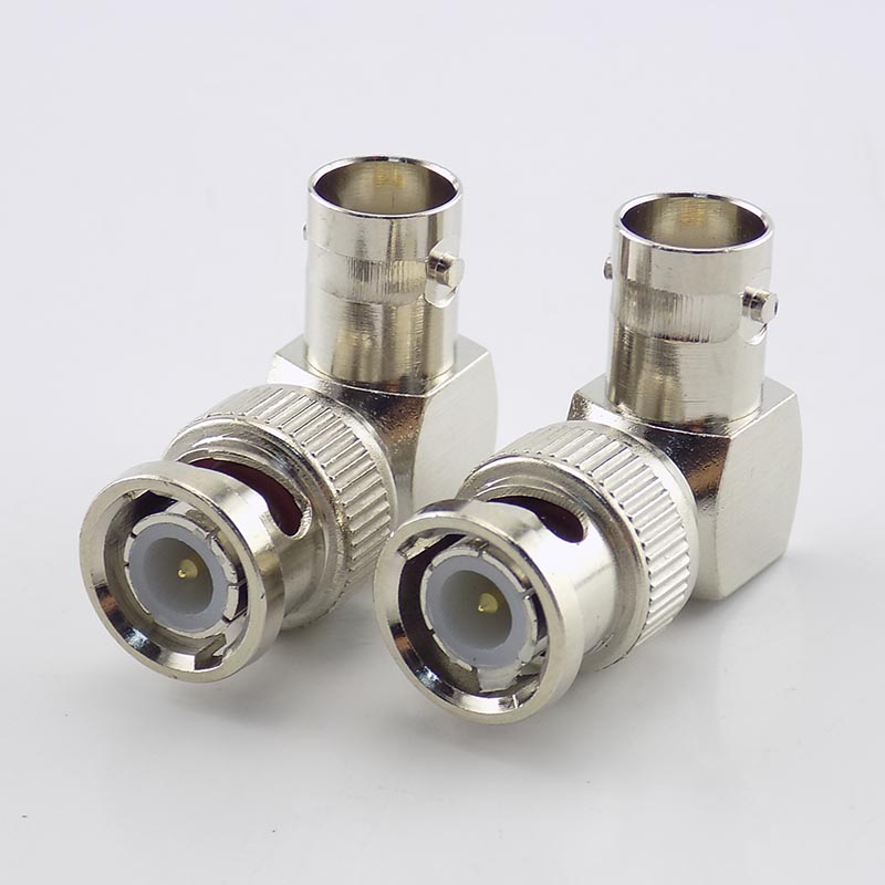 L-shaped BNC Male Connector Adapter Right Angle to BNC Female Jacks Adapter for CCTV Security Video Surveillance System