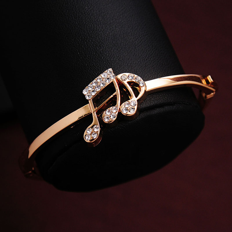 Trendy dame / pigesrose guldfarve klare østrigske krystal twist armbånd & armbånd smykker: F1021