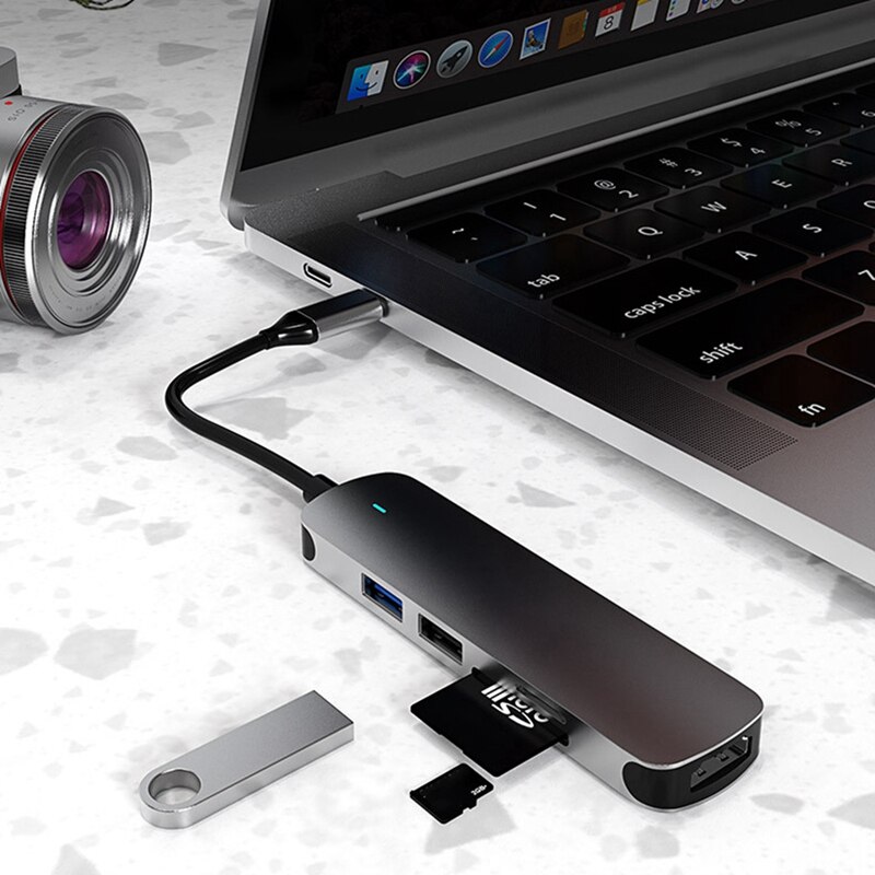 TYPE-C 5 in 1 Hub multifunzionale del taccuino della stazione di aggancio USB2.0 + 3.0/TF/SD/HDMI 4K30HZ