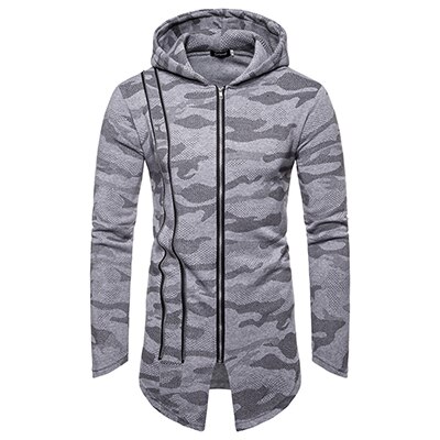 Trench-Coat à capuche pour hommes, Trench-coat à capuche, vêtement d'extérieur slim Long, grande taille, automne, collection décontracté: light gray / plus size XXL