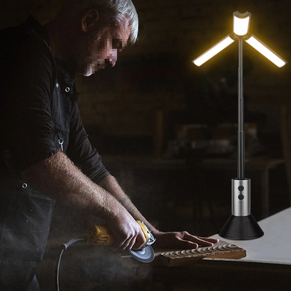 Luz de Camping plegable, linterna portátil, linterna telescópica, linterna de Camping recargable por USB, lámpara para tienda de campaña al aire libre con Base de soporte