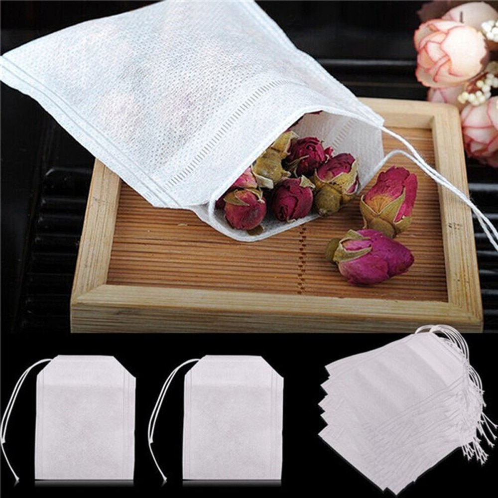 Tepåsar 5.5 x 7cm livsmedelsklassade tomma doftande tepåsar infuser med snöre läka tätning filterpapper för ört löst te bolsas de te