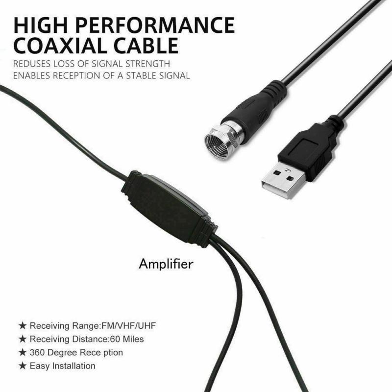 Indoor Portable TV Antenna HDTV Antenna 200 Mile HDTV Antenna Aerial HD Digital TV Signal Booster Amplifier Cable Indoor