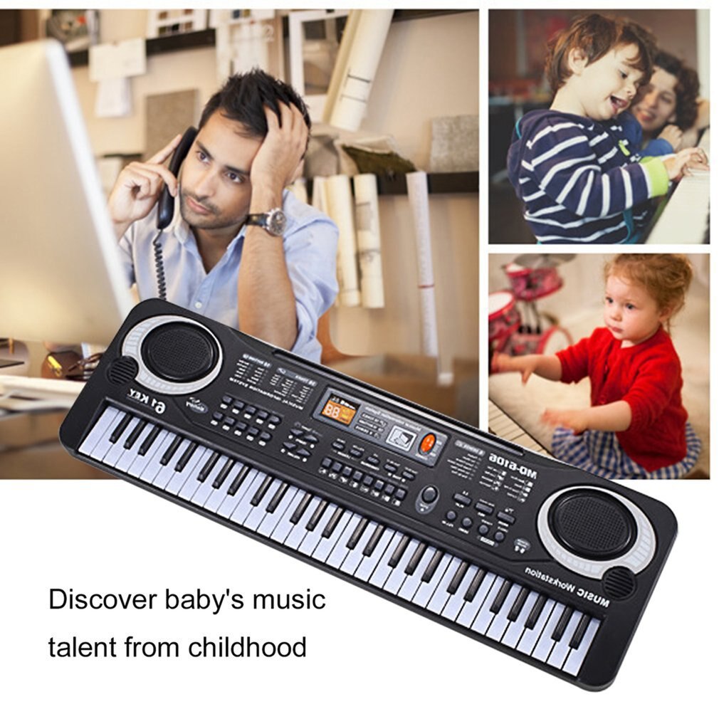 TSAI 61 teclado de música de Piano Electrónico con micrófono instrumento Musical niños herramienta educativa temprana para chico