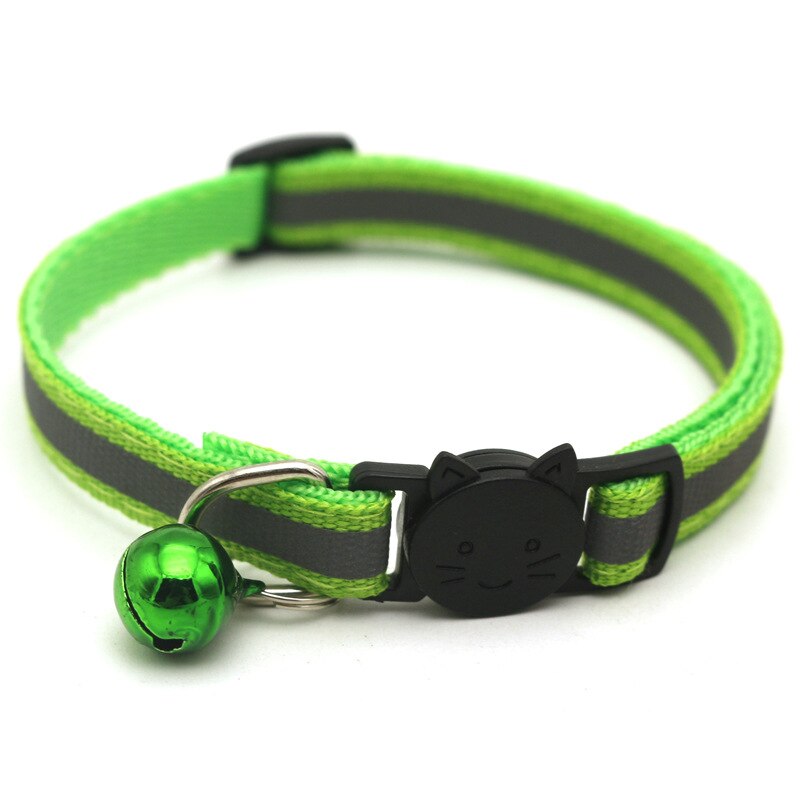 Huisdier Halsband Reflecterende Verstelbare Kat Leash Ketting Bel Halsbanden Voor Katten Puppy Accessoires Gatos Chiens Mascotas Dla Kota: Light green